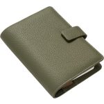 Kalendárium, gyűrűs, betétlapokkal, personal méret, FILOFAX "Camden", oliva