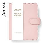 Kalendárium, gyűrűs, betétlapokkal, pocket méret, FILOFAX "Saffiano", halvány rózsaszín