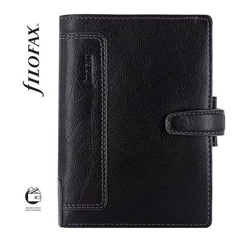 Kalendárium, gyűrűs, betétlapokkal, pocket méret, FILOFAX, "Holborn", fekete