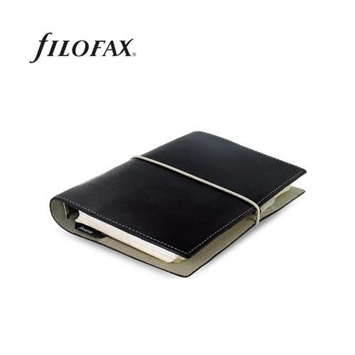 Kalendárium, gyűrűs, betétlapokkal, personal méret, FILOFAX, "Domino", fekete