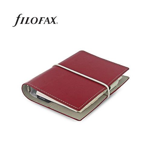 Kalendárium, gyűrűs, betétlapokkal, pocket méret, FILOFAX, "Domino", piros