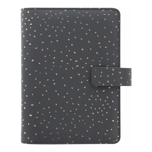 Kalendárium, gyűrűs, betétlapokkal, pocket méret, FILOFAX, "Confetti", fekete