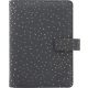 Kalendárium, gyűrűs, betétlapokkal, pocket méret, FILOFAX, "Confetti", fekete