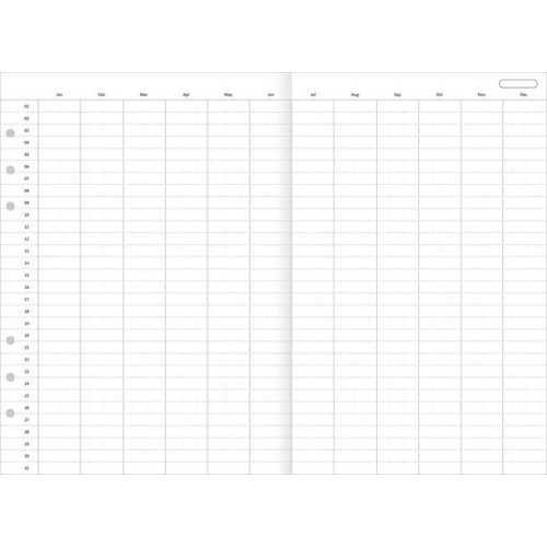 Kalendárium betét, éves tervező, bianco, A5, FILOFAX "Clipbook"
