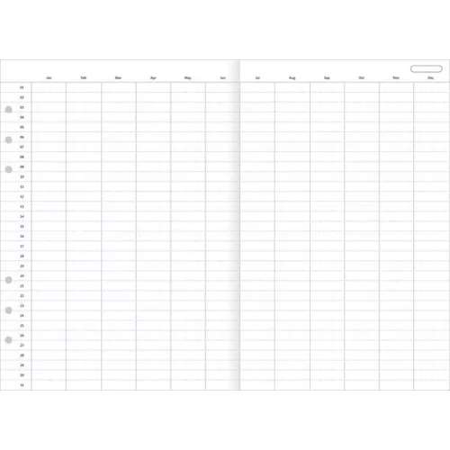 Kalendárium betét, éves tervező, bianco, A5, FILOFAX "Clipbook"