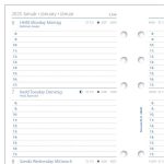 Kalendárium betét, tervező, Filofaxhoz, personal méret, heti, 1 hét/2 oldal, 2025