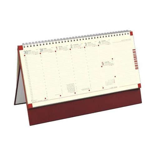 Naptár, asztali, álló, TOPTIMER, jegyzetblokkos, bordó