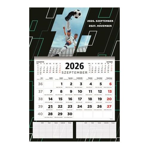 Naptár, fali, diák, 2026/2027 tanév, TOPTIMER, "Foci"