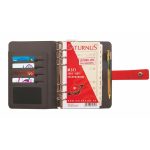 Kalendárium, gyűrűs, betétlapokkal, "L", műbőr, SATURNUS, "426", szürke-piros