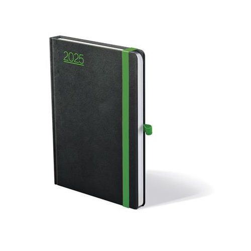 Naptár, tervező, B6, heti, TOPTIMER, "Nero", fekete-zöld