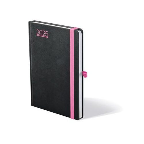 Naptár, tervező, A5, napi, TOPTIMER, "Nero", fekete-pink