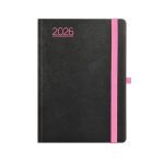 Naptár, tervező, A5, napi, TOPTIMER, "Nero", fekete-pink