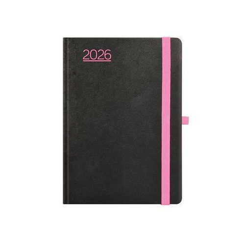 Naptár, tervező, A5, napi, TOPTIMER, "Nero", fekete-pink