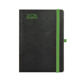   Naptár, tervező, A5, napi, TOPTIMER, "Nero", fekete-zöld