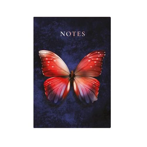 Jegyzetfüzet, A5, vonalas, 96 lap, TOPTIMER "Notes", piros pillangó