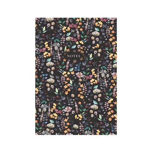 Jegyzetfüzet, A5, vonalas, 96 lap, TOPTIMER "Notes", fekete virágos