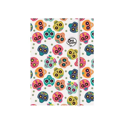 Gumis mappa, karton, A4, OPTISCHOOL "Skull"