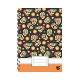   Spirálfüzet, A4, sima, 70 lap, OPTISCHOOL, "Skull"