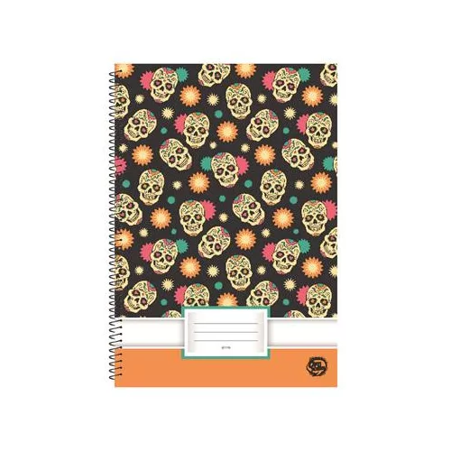 Spirálfüzet, A4, sima, 70 lap, OPTISCHOOL, "Skull"