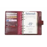 Kalendárium, gyűrűs, betétlapokkal, "S", marhabőr, SATURNUS, "212", fekete