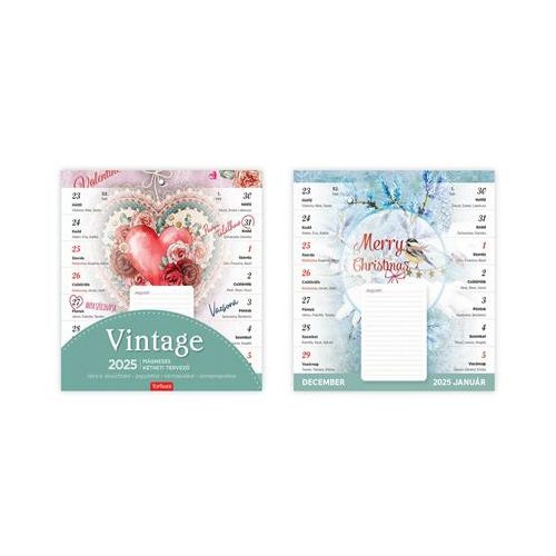 Naptár, fali, mágneses, kétheti, TOPTIMER, vintage