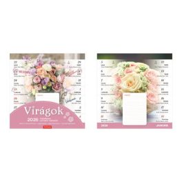 Naptár, fali, mágneses, kétheti, TOPTIMER, virágok