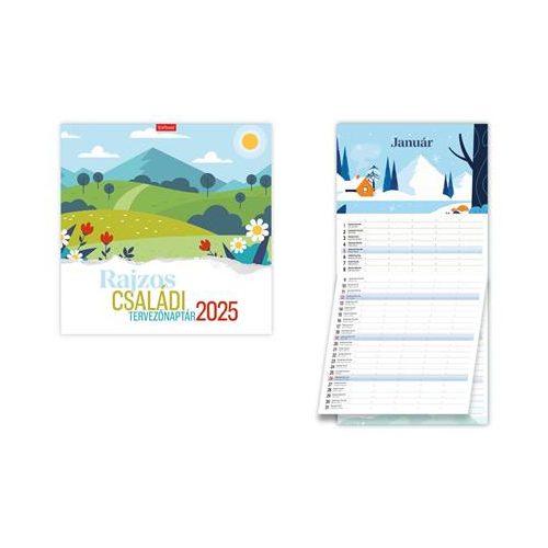 Naptár, fali, TOPTIMER "Rajzos családi tervező"