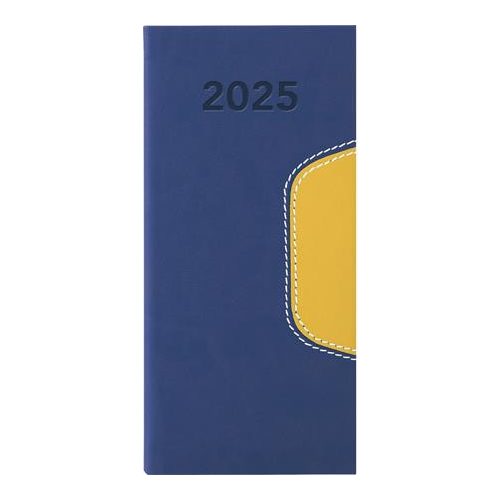 Zsebnaptár, fekvő elrendezésű, DAYLINER, "Memphis", kék-sárga