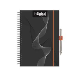   Naptár, tervező, A5, heti, DAYLINER, "InSpiral", fekete-narancs