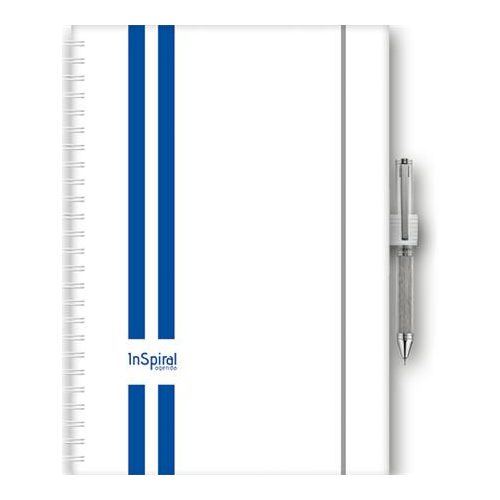Naptár, tervező, A5, heti, DAYLINER, "InSpiral GT", fehér-kék