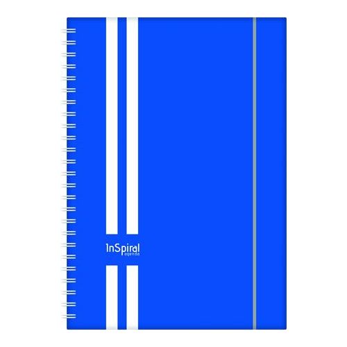 Naptár, tervező, A5, heti, DAYLINER, "InSpiral", kék-fehér