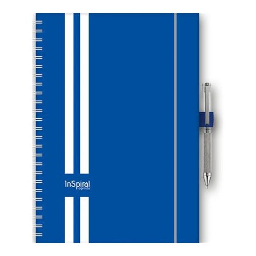 Naptár, tervező, A5, heti, DAYLINER, "InSpiral GT", kék-fehér