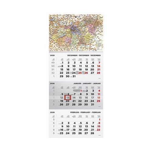 Naptár, speditőr, három hónapos, egy tömbős, TOPTIMER, "Magyarország térkép"