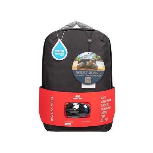 Notebook hátizsák, 15,6", vezeték nélküli egérrel, RIVACASE "Prater 7563", fekete