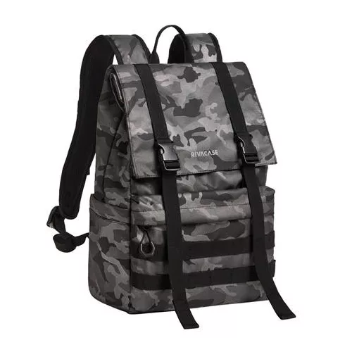 Notebook hátizsák, 15,6", rolltop, 15L, RIVACASE "7621 Sherwood", szürke-terepminta