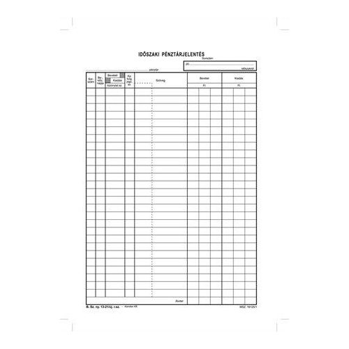 Nyomtatvány, időszaki pénztárjelentés, 25x4, A4, VICTORIA PAPER "B.13-21", 10 tömb/csomag