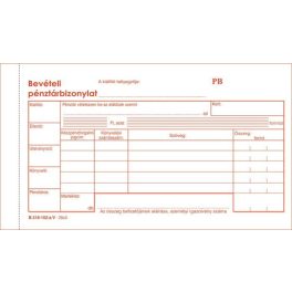   Nyomtatvány, bevételi pénztárbizonylat, 25x3, VICTORIA PAPER "B.318-102", 10 tömb/csomag