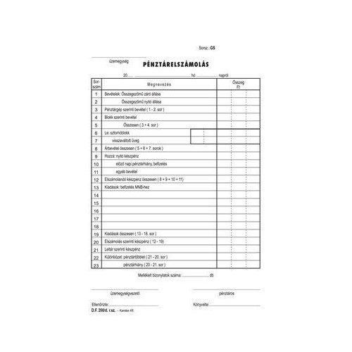 Nyomtatvány, pénztárelszámolás, 25x2, A5, VICTORIA PAPER "DF-200/d", 10 tömb/csomag