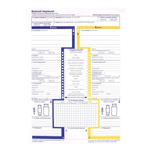 Nyomtatvány, baleseti bejelentő, 2 példány, A4, VICTORIA PAPER "KO2404"
