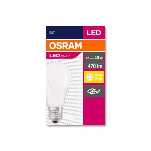 LED izzó, E27, gömb, A60, 5W, 470lm, 2700K (MF), OSRAM "Value"