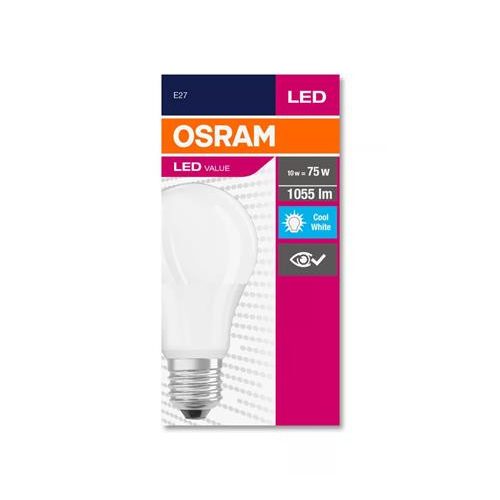 LED izzó, E27, gömb, A60, 10W, 1055lm, 4000K (HF), OSRAM "Value"