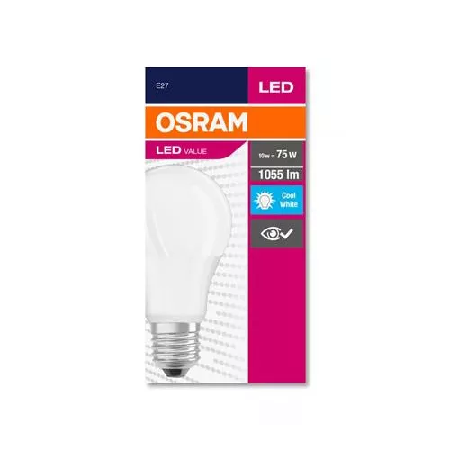 LED izzó, E27, gömb, A60, 10W, 1055lm, 4000K (HF), OSRAM "Value"