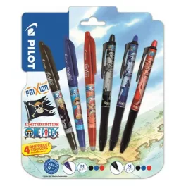   Rollertoll készlet, 0,35 mm, nyomógombos, PILOT "Frixion Ball"/"Frixion Ball Plus", 3különböző szín+One Piece matrica