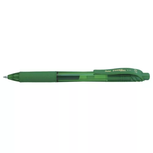 Zseléstoll, 0,35 mm, nyomógombos, PENTEL "EnerGelX BL107", zöld