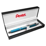 Zseléstoll, 0,35 mm, nyomógombos, égszínkék tolltest, PENTEL "EnerGel BL-407" kék