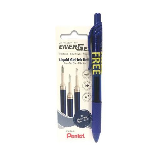 Zseléstollbetét csomag, 0,35 mm, PENTEL"EnerGel LR7", ajándék zseléstollal, kék