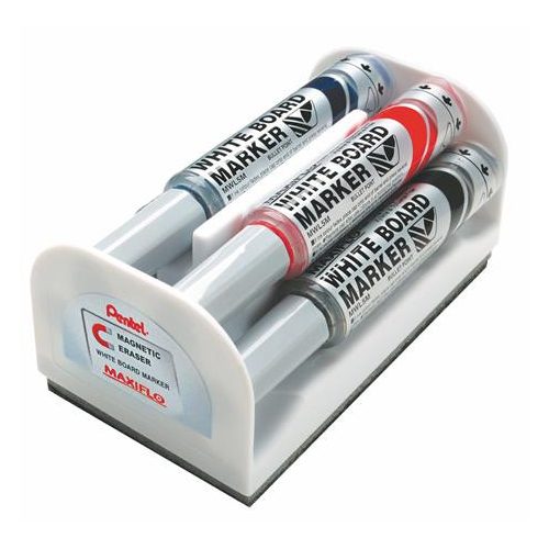 Táblamarker készlet, 6 mm, kúpos hegy, PENTEL "Maxiflo", 4 különböző szín