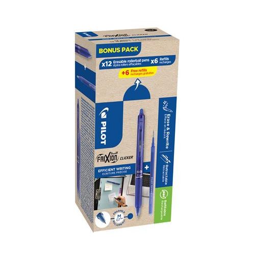 Rollertoll, 0,35 mm, törölhető, nyomógombos, PILOT "Frixion Clicker, Bonus Pack", kék + betét