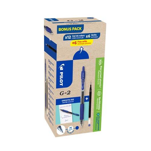 Zseléstoll, 0,32 mm, nyomógombos, PILOT "G-2, Bonus Pack", kék + betét