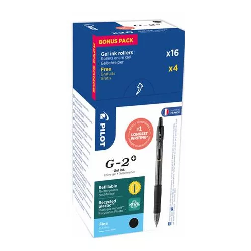 Zseléstoll, 0,25 mm, nyomógombos, PILOT "G-2", 20 db, fekete